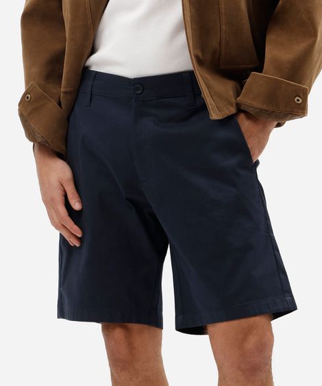 bermuda chino reta masculina de sarja azul
