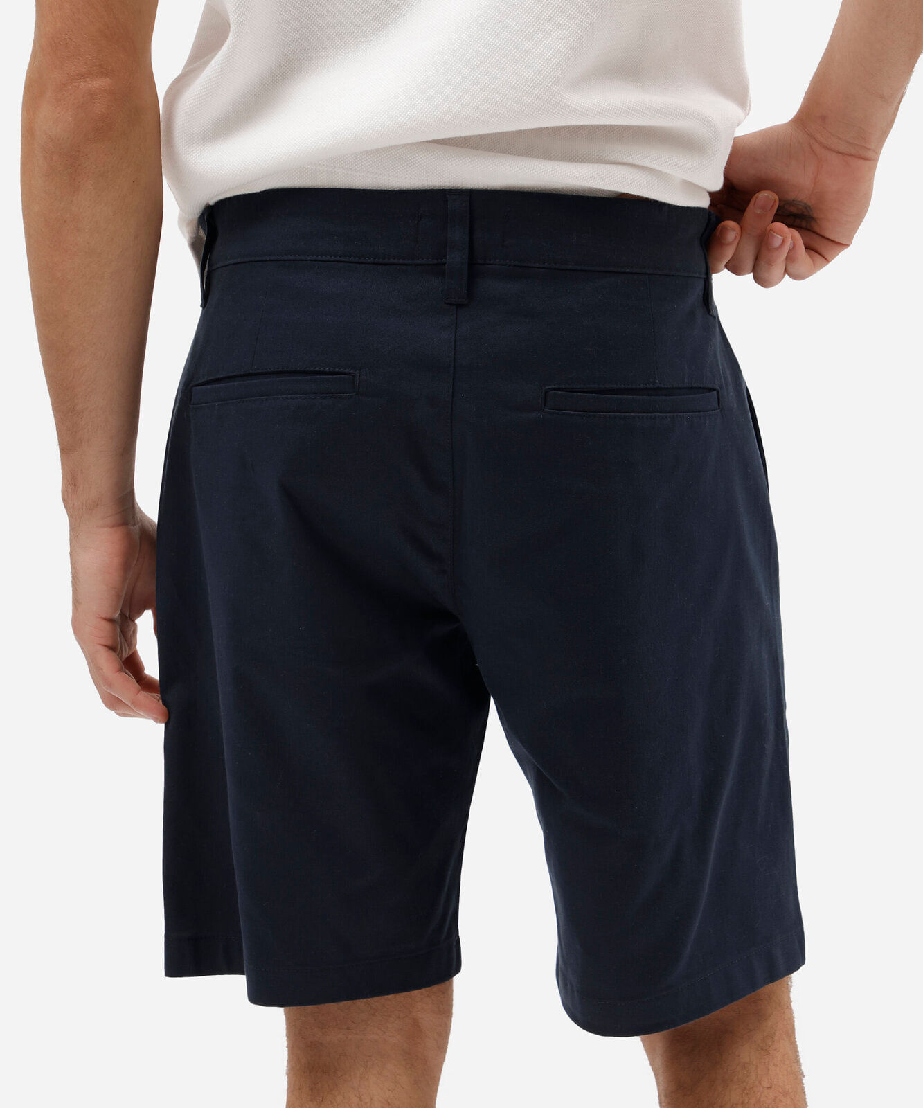 bermuda chino reta masculina de sarja azul