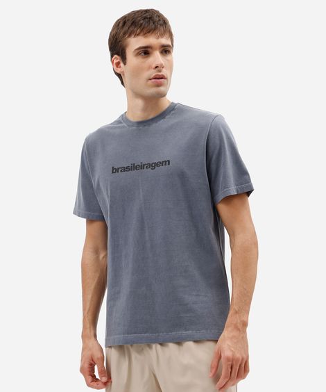 camiseta masculina de algodão brasileiragem azul