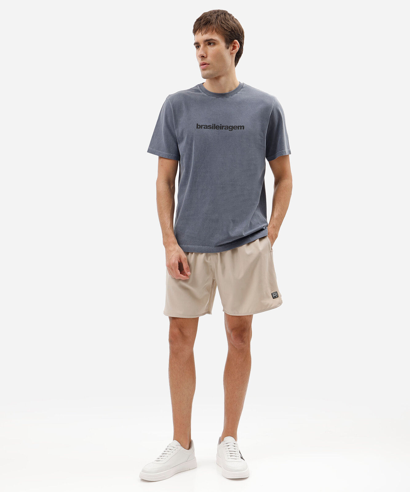 camiseta masculina de algodão brasileiragem azul
