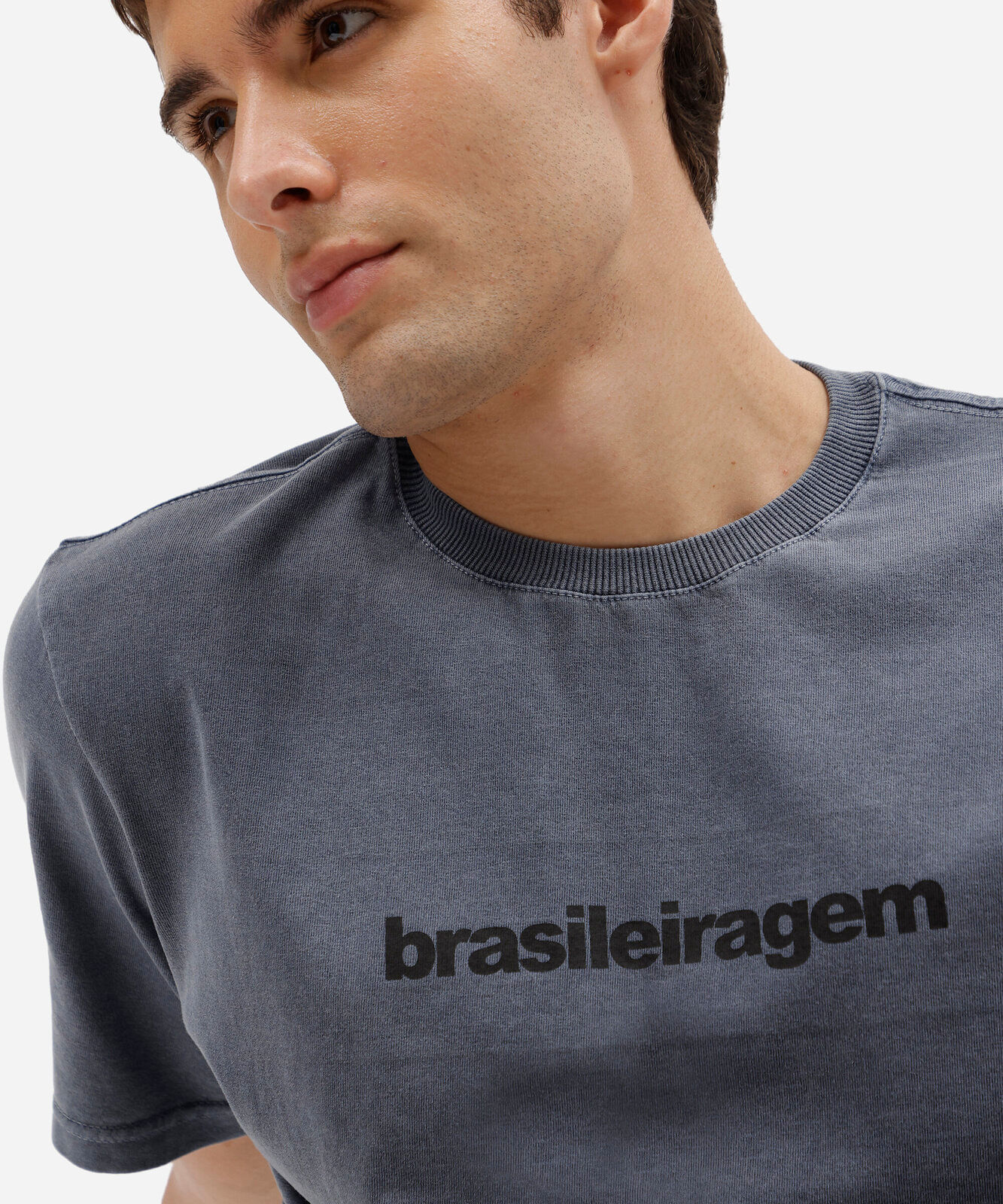 camiseta masculina de algodão brasileiragem azul