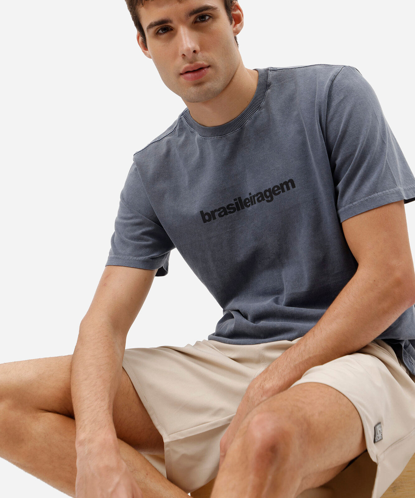 camiseta masculina de algodão brasileiragem azul