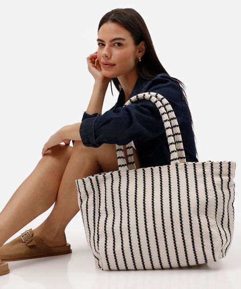 bolsa tote listrado colorida