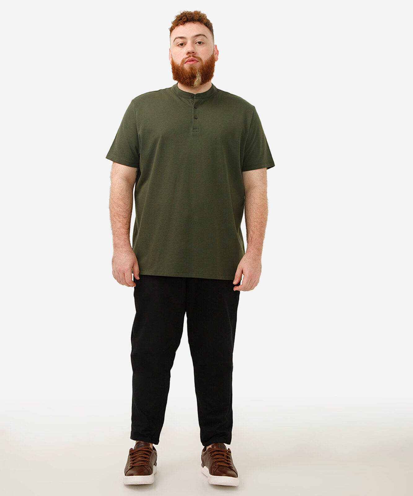 polo plus size de algodão piquet - verde militar