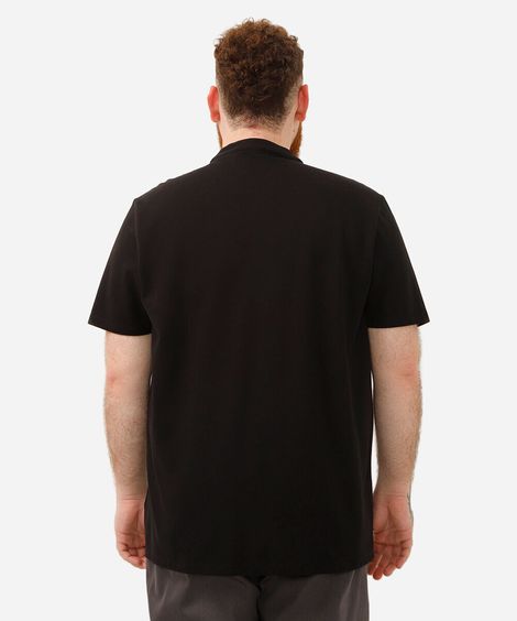 polo plus size de algodão piquet - preto