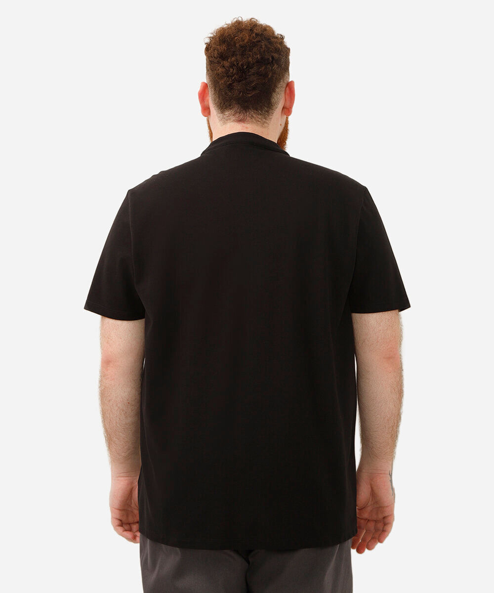 polo plus size de algodão piquet - preto
