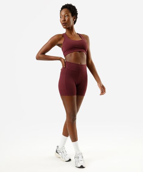 bermuda feminina com bolso esportiva vinho