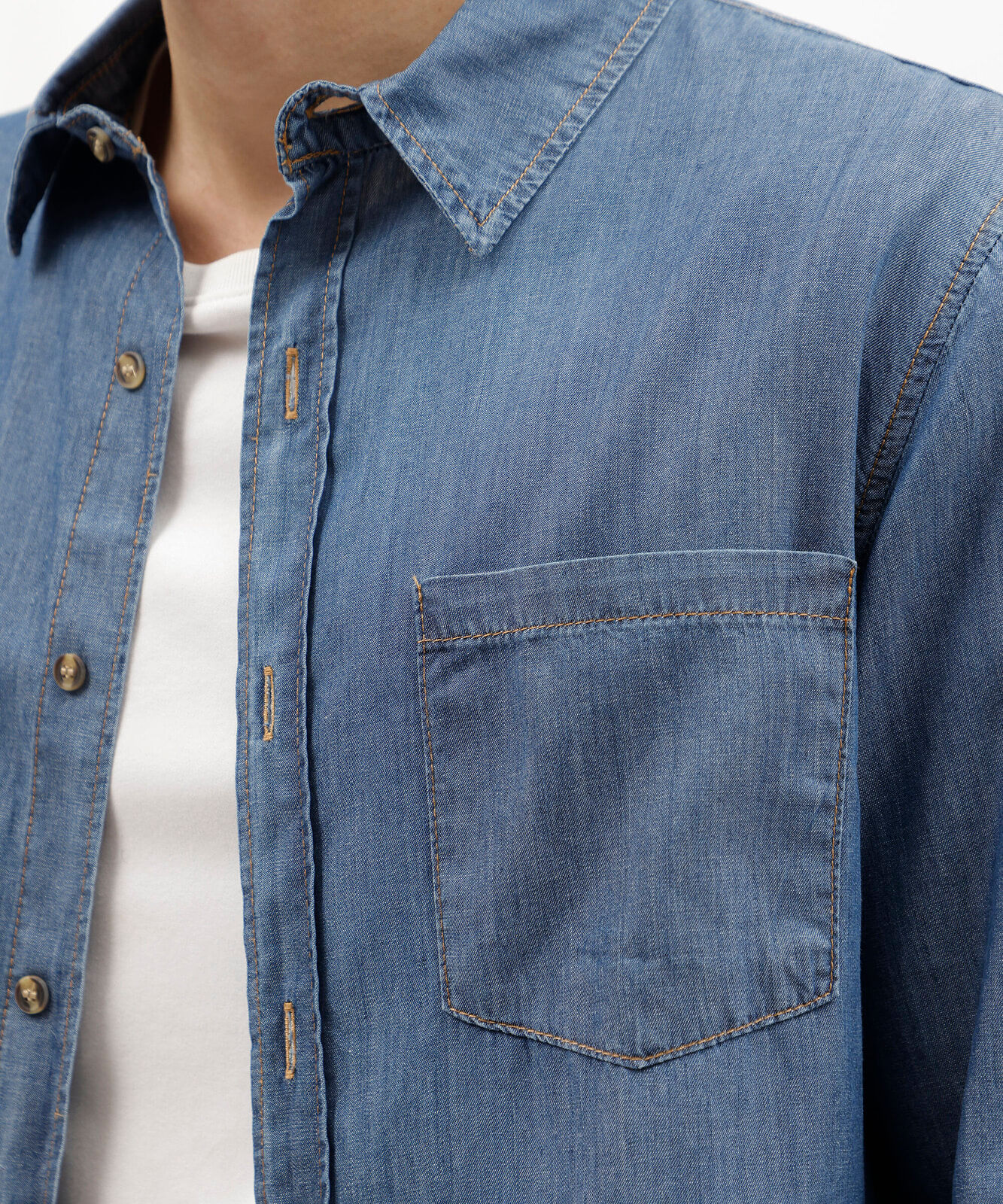 camisa masculina jeans manga longa azul