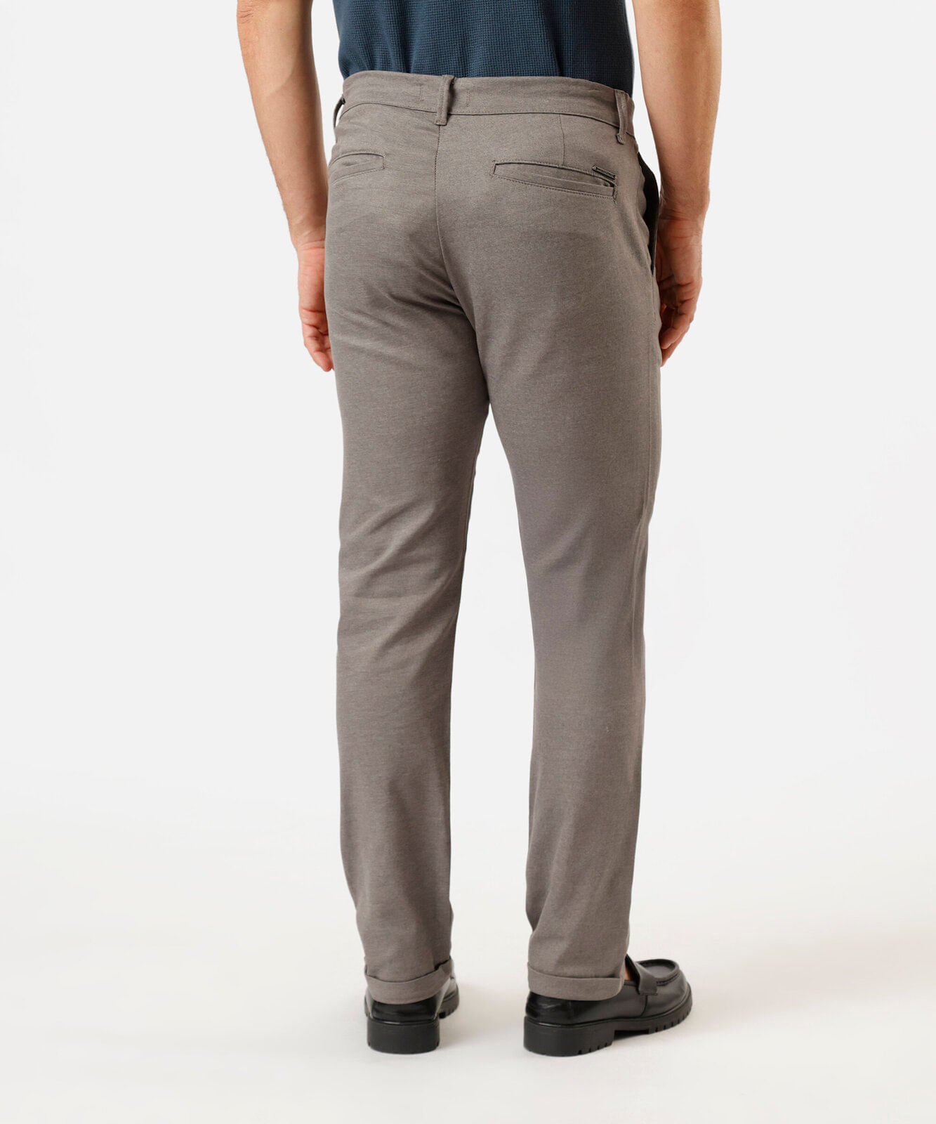 calça slim chino masculina de sarja cinza