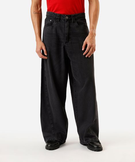 calça baggy masculina jeans preta