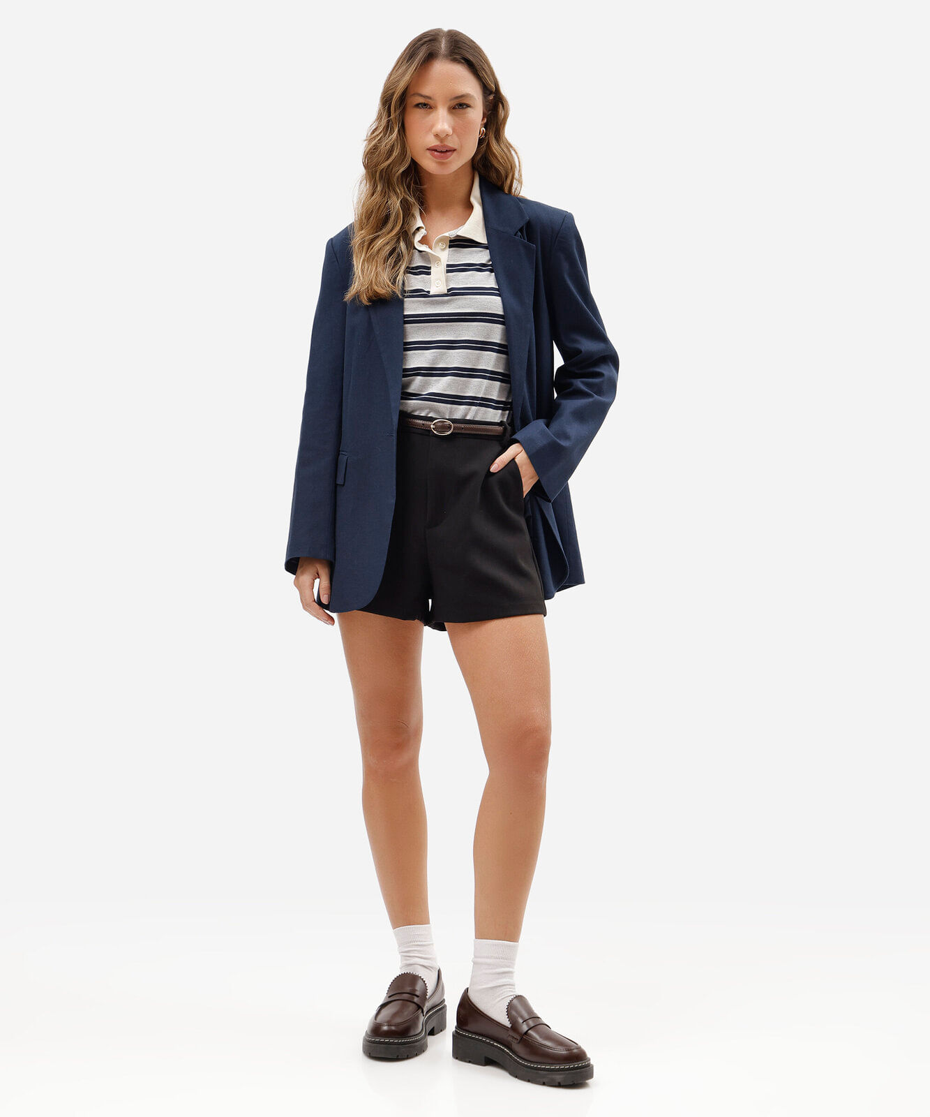 short de alfaiataria feminino cintura alta preto
