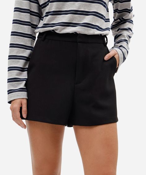short de alfaiataria feminino cintura alta preto
