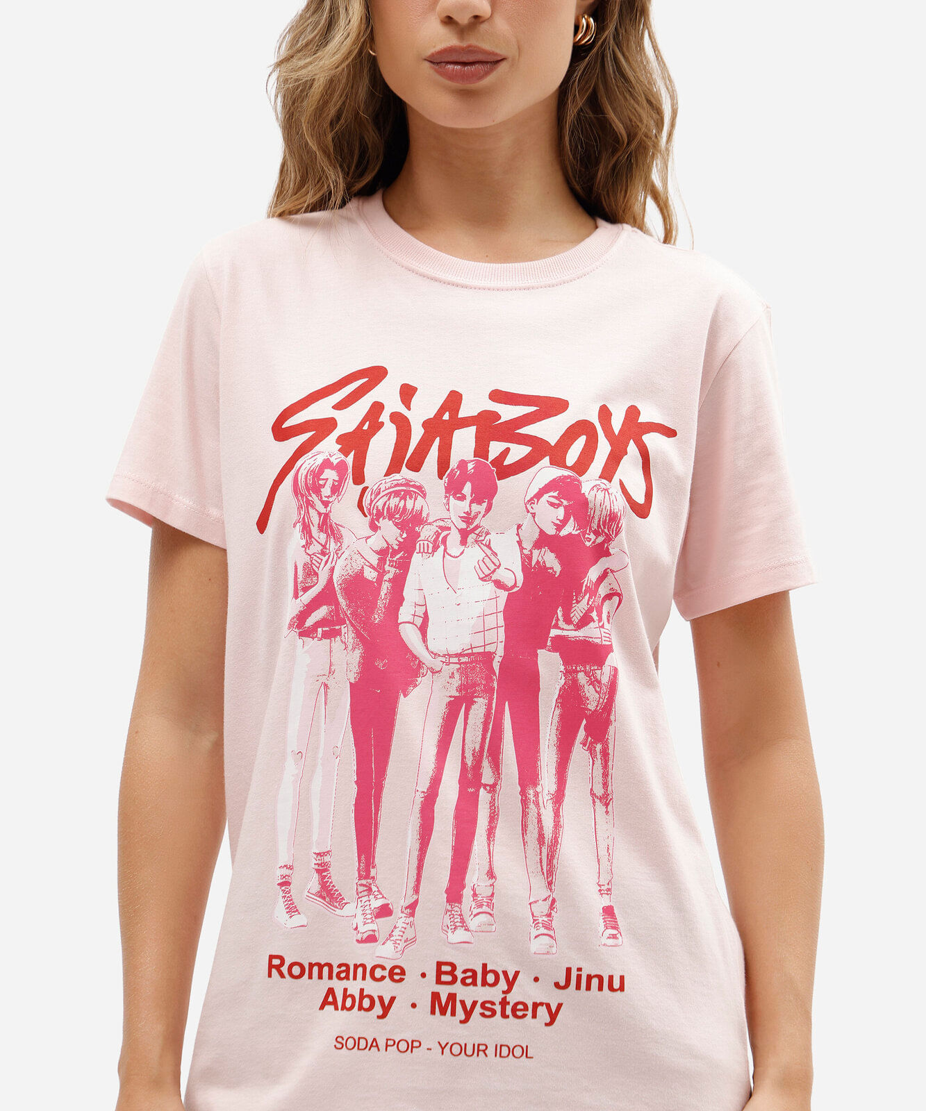 camiseta feminina de algodão manga curta saja boys rosa