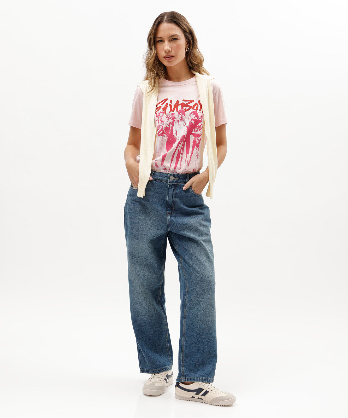 camiseta feminina de algodão manga curta saja boys rosa