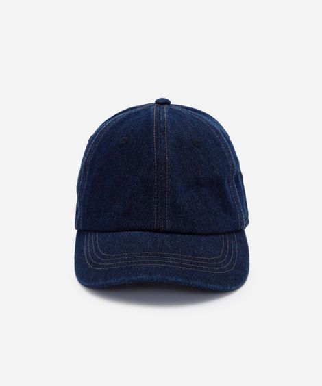 boné aba curva jeans com bordado brasil azul