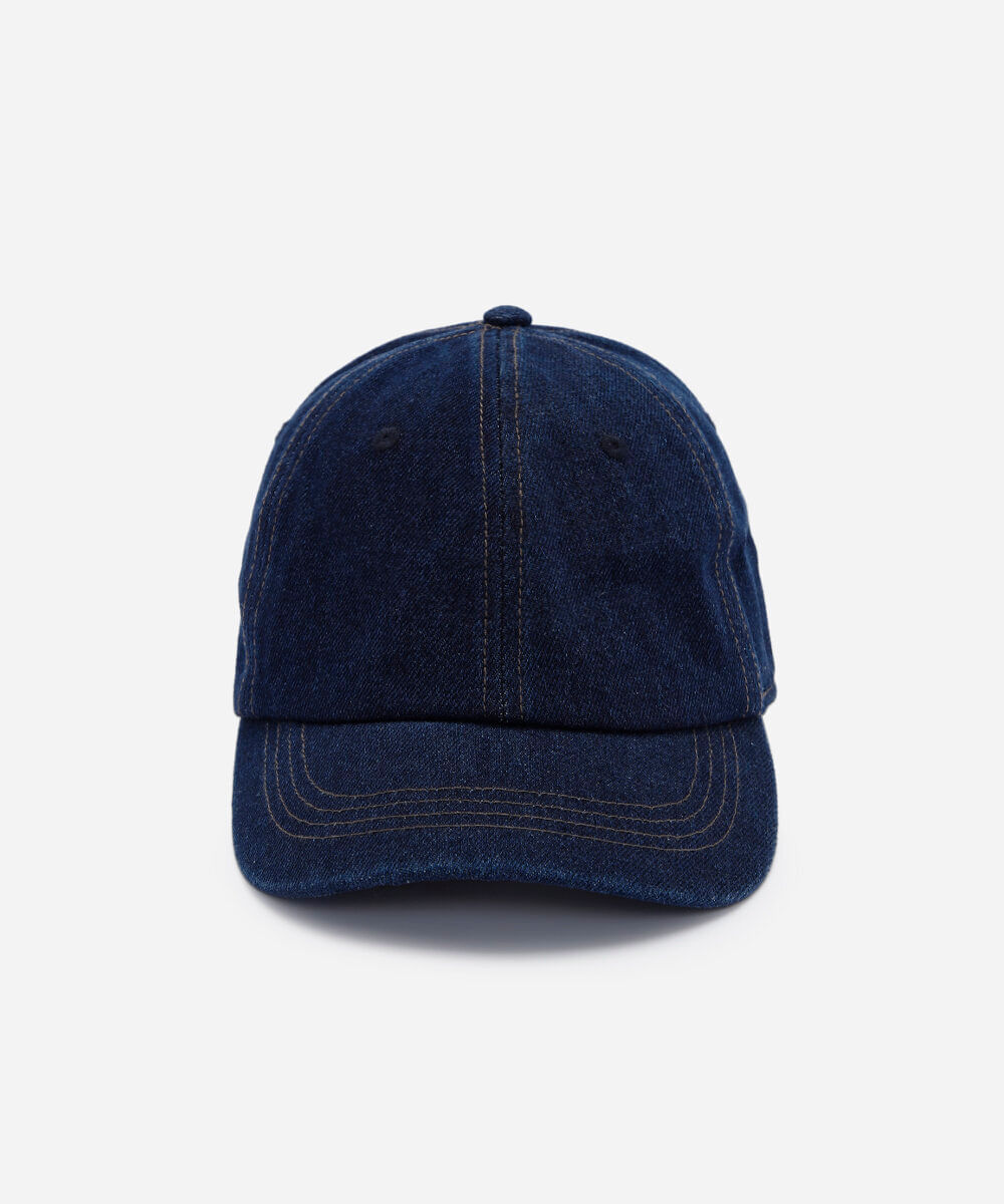 boné aba curva jeans com bordado brasil azul
