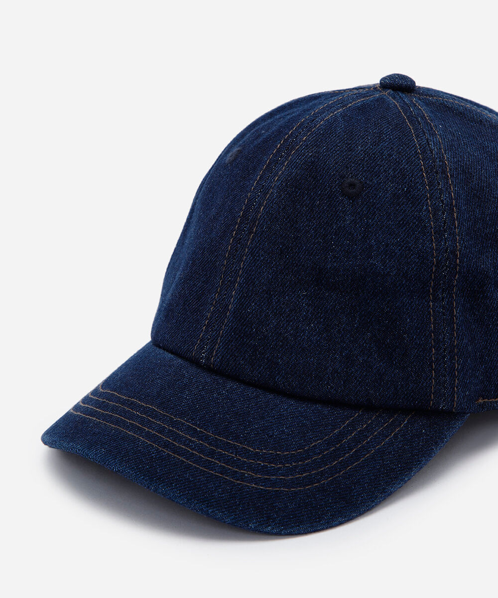 boné aba curva jeans com bordado brasil azul