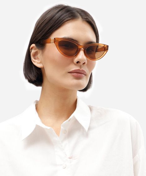 óculos de sol feminino gatinho de acetato triton laranja