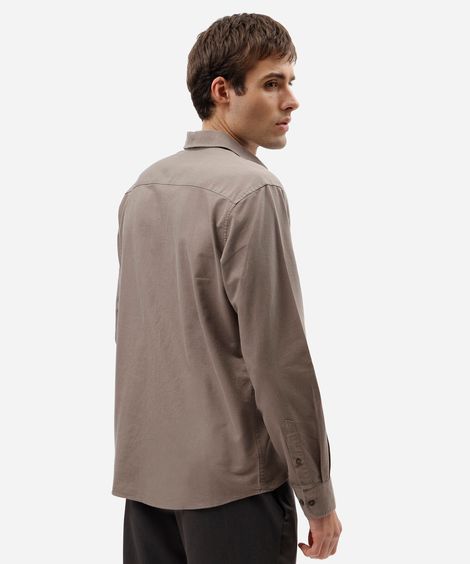 camisa manga longa comfort oxford bege