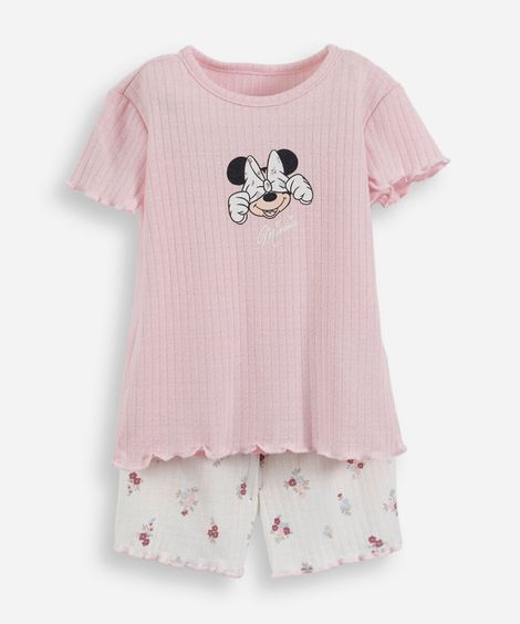 pijama curto infantil minnie rosa
