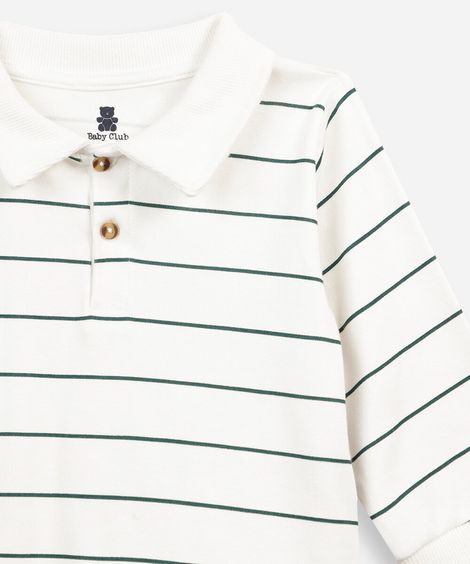 conjunto longo polo listrado infantil off white