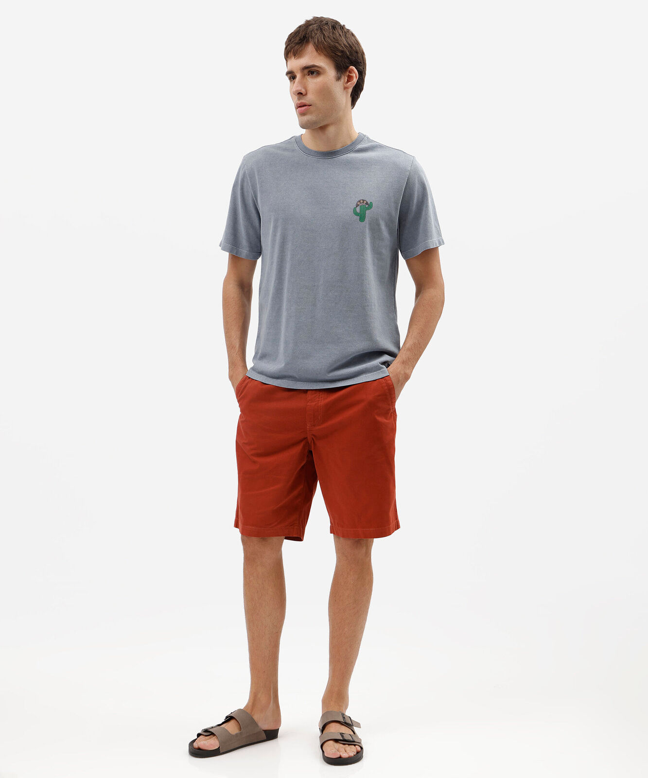 bermuda masculina reta chino vermelha