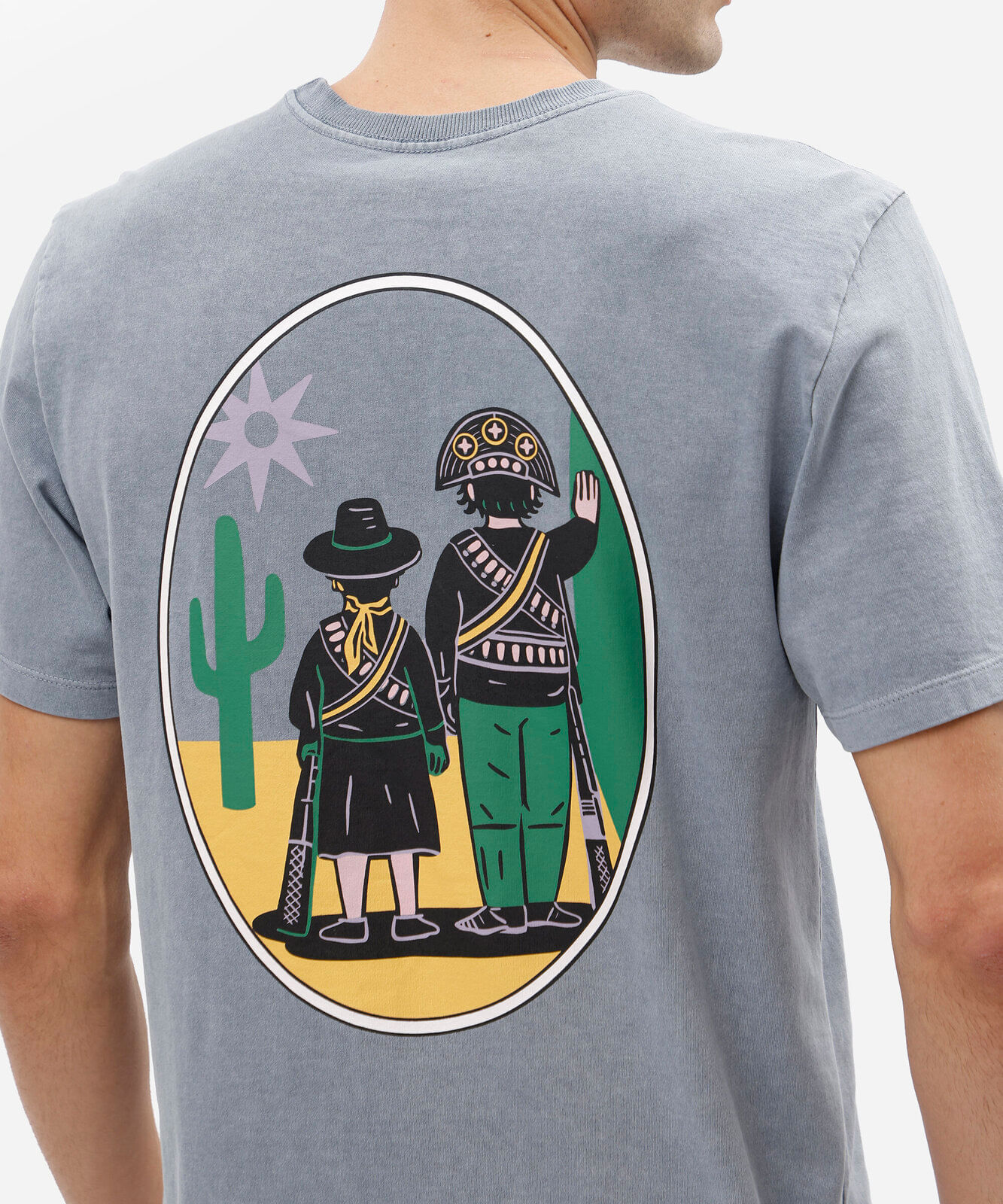 camiseta masculina de algodão manga curta estampada estonada azul