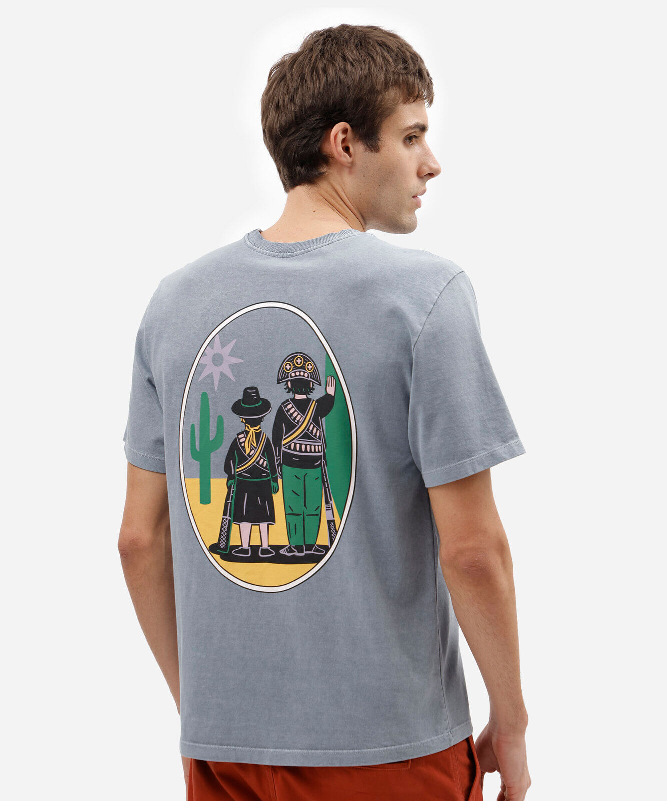 camiseta masculina de algodão manga curta estampada estonada azul