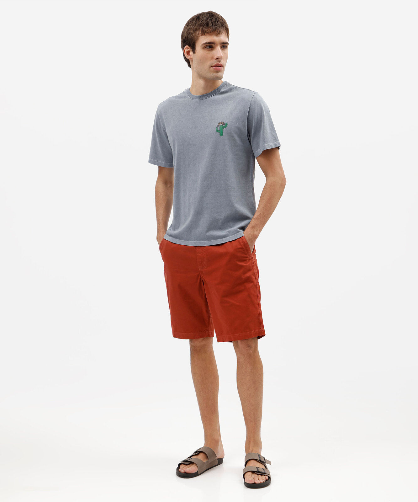 camiseta masculina de algodão manga curta estampada estonada azul