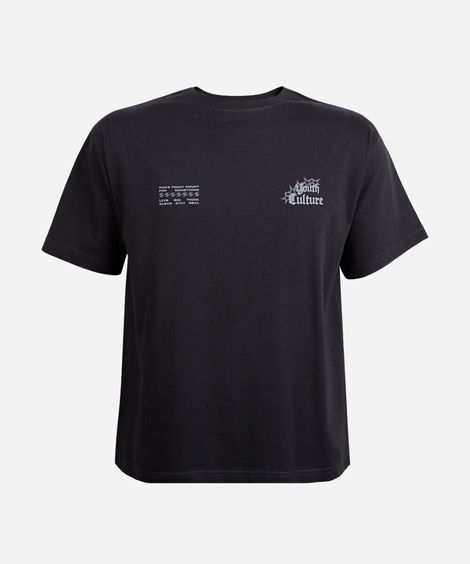camiseta juvenil de algodão manga curta youth culture cinza