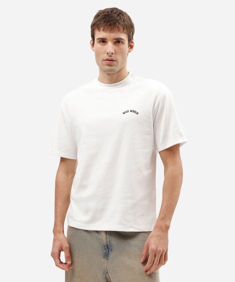 camiseta masculina com algodão manga curta estampada branca