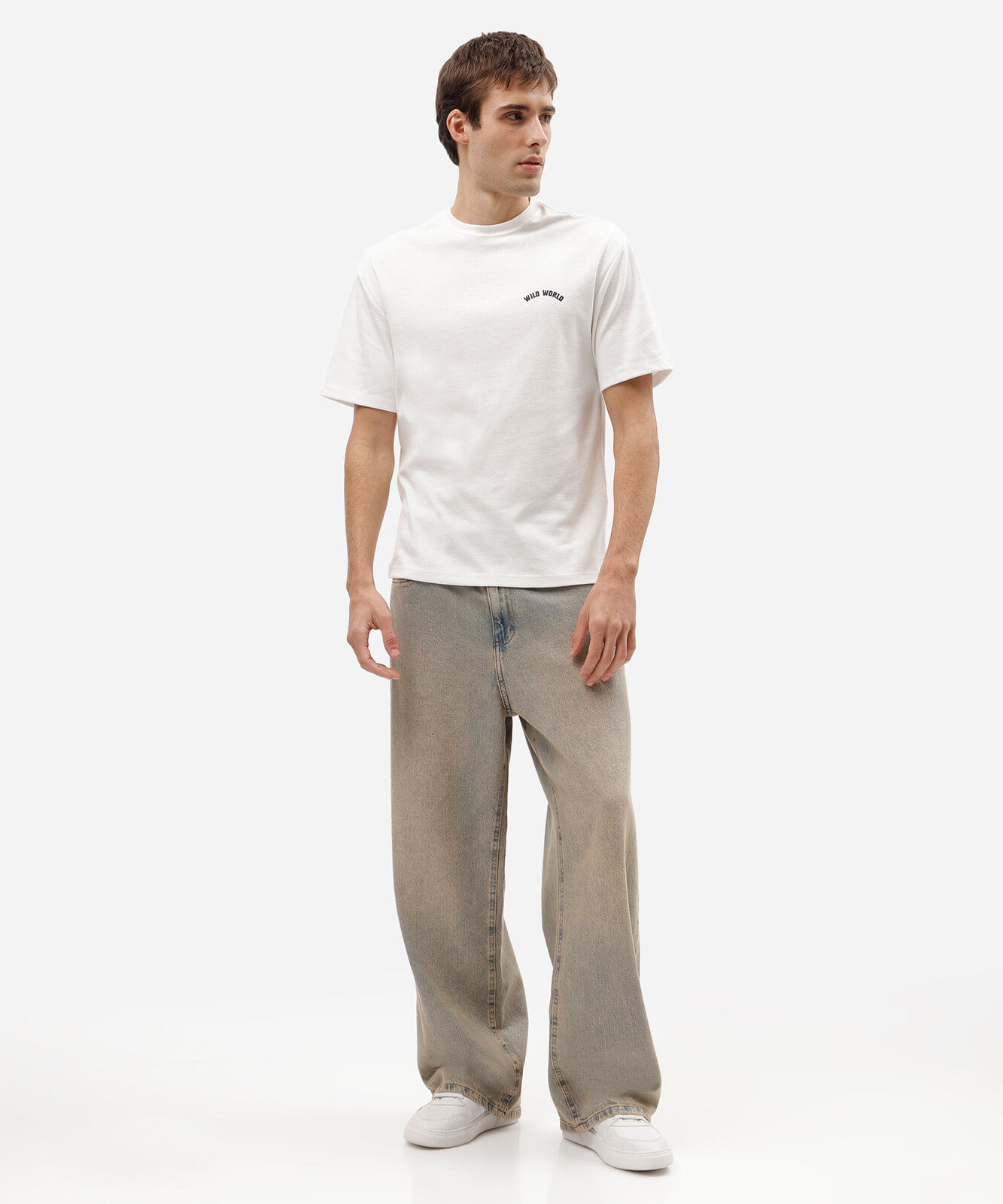 camiseta masculina com algodão manga curta estampada branca