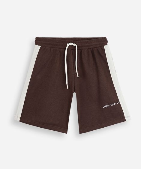 bermuda infantil de moletom com listras marrom