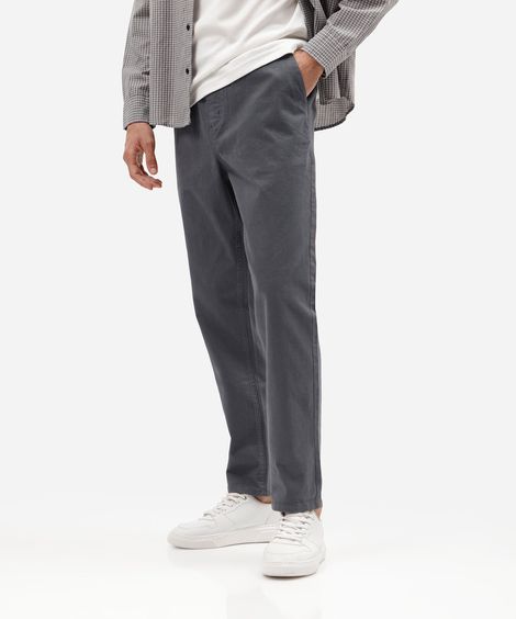 calça jogger masculina de sarja cinza