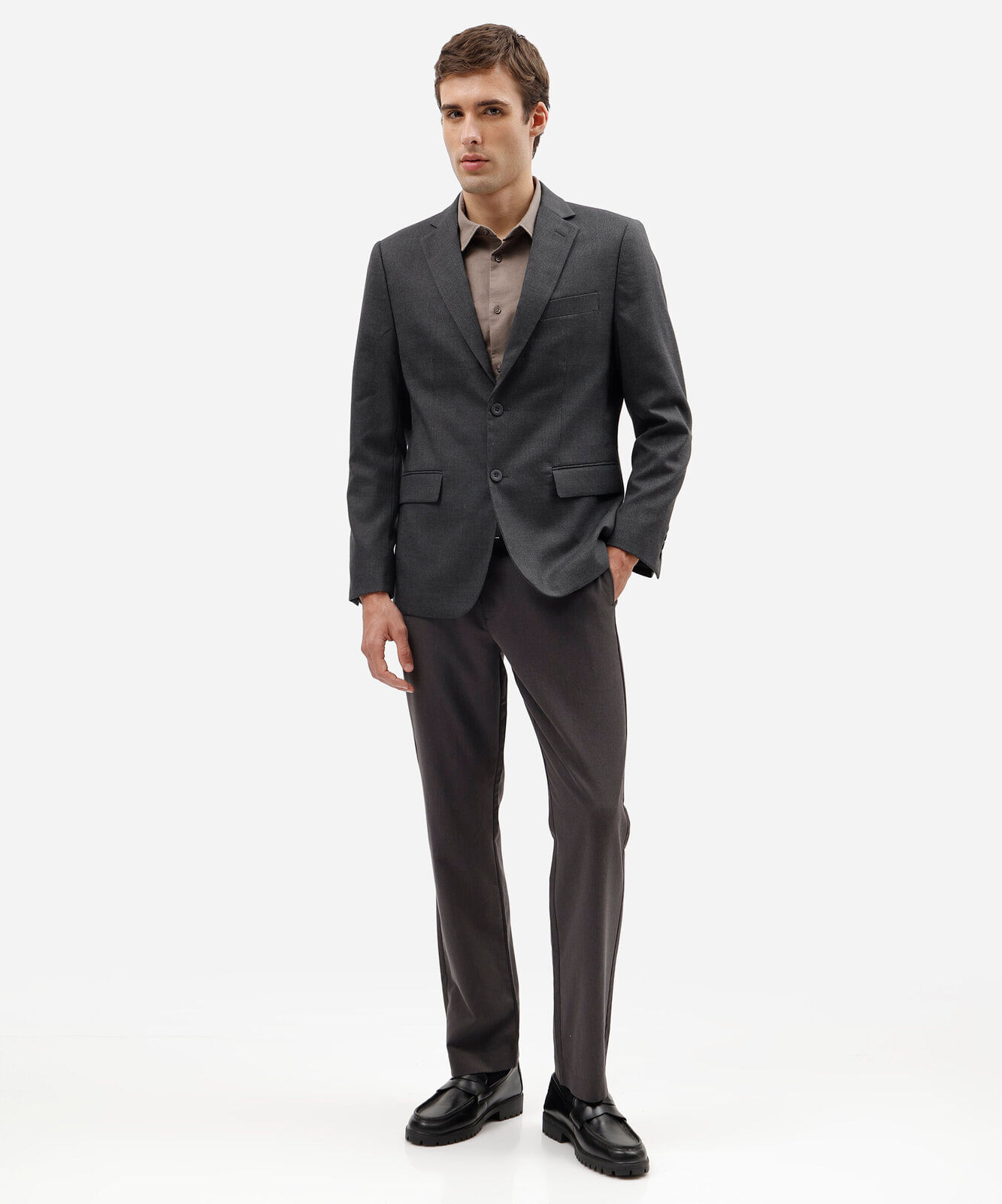 blazer de alfaiataria masculino com bolsos cinza