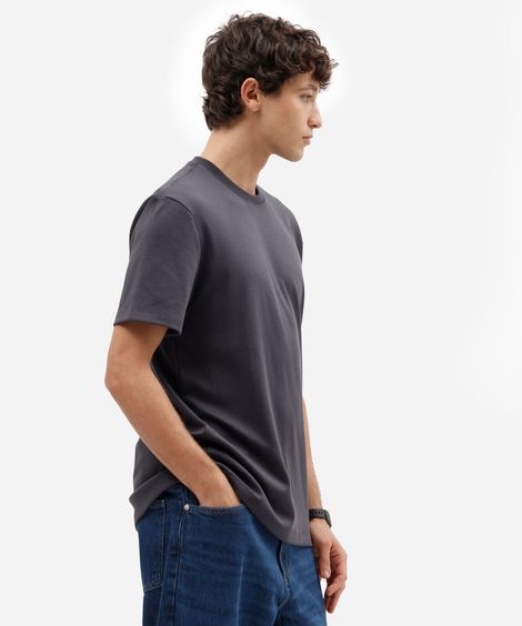 camiseta de algodão peruano básica manga curta cinza