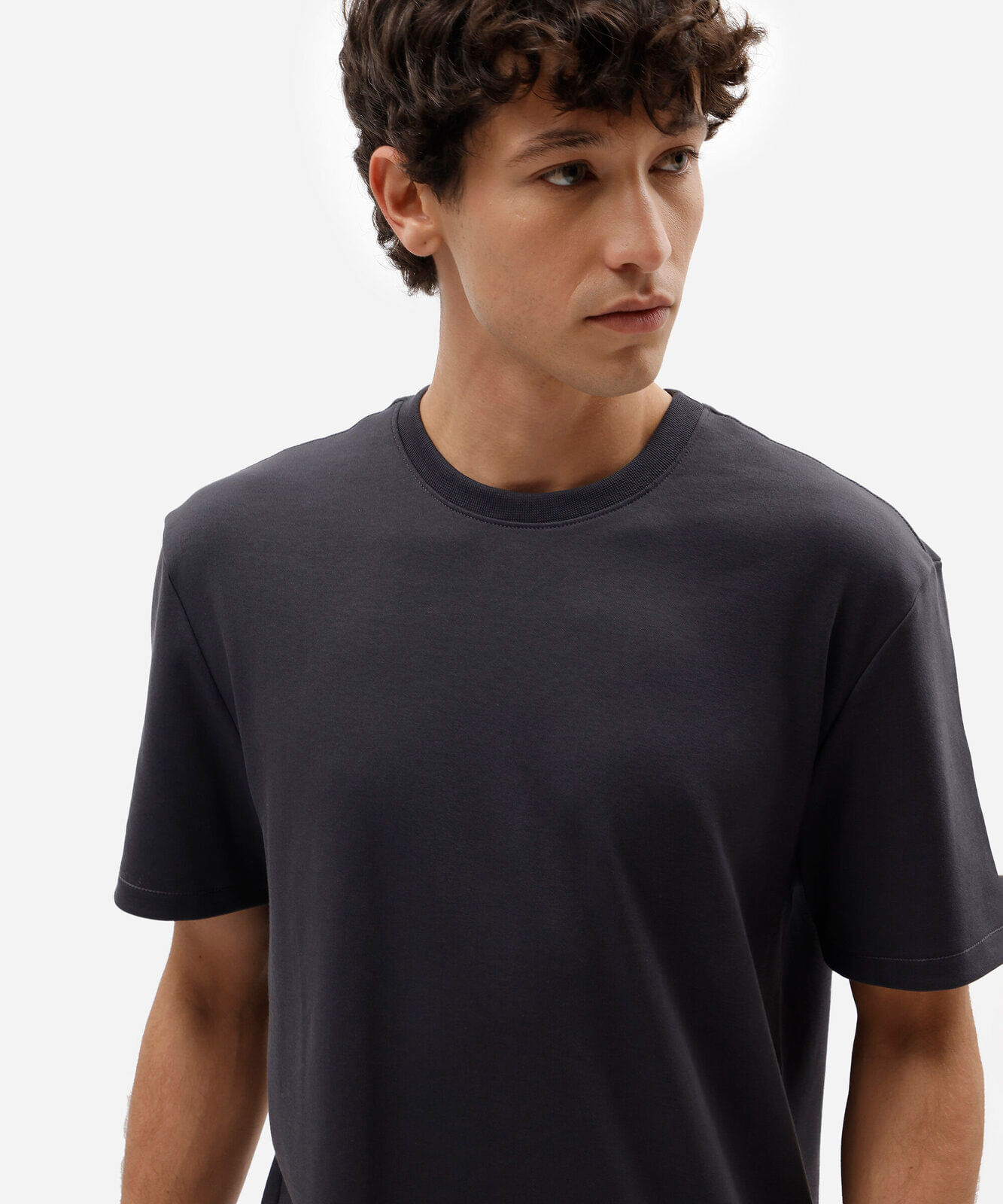 camiseta de algodão peruano básica manga curta cinza