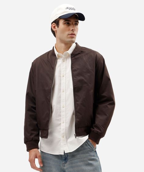jaqueta bomber masculina com bolsos marrom
