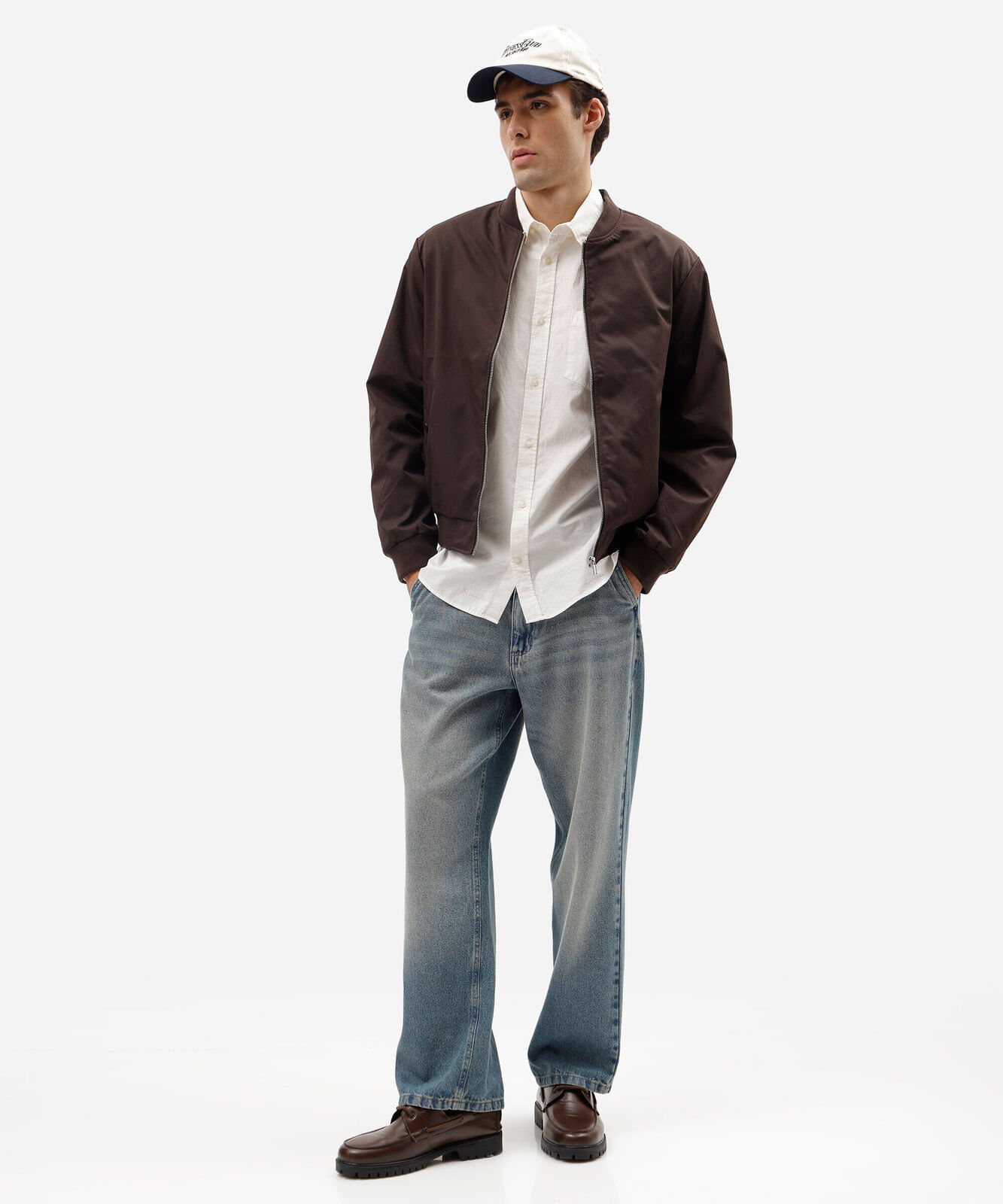 jaqueta bomber masculina com bolsos marrom