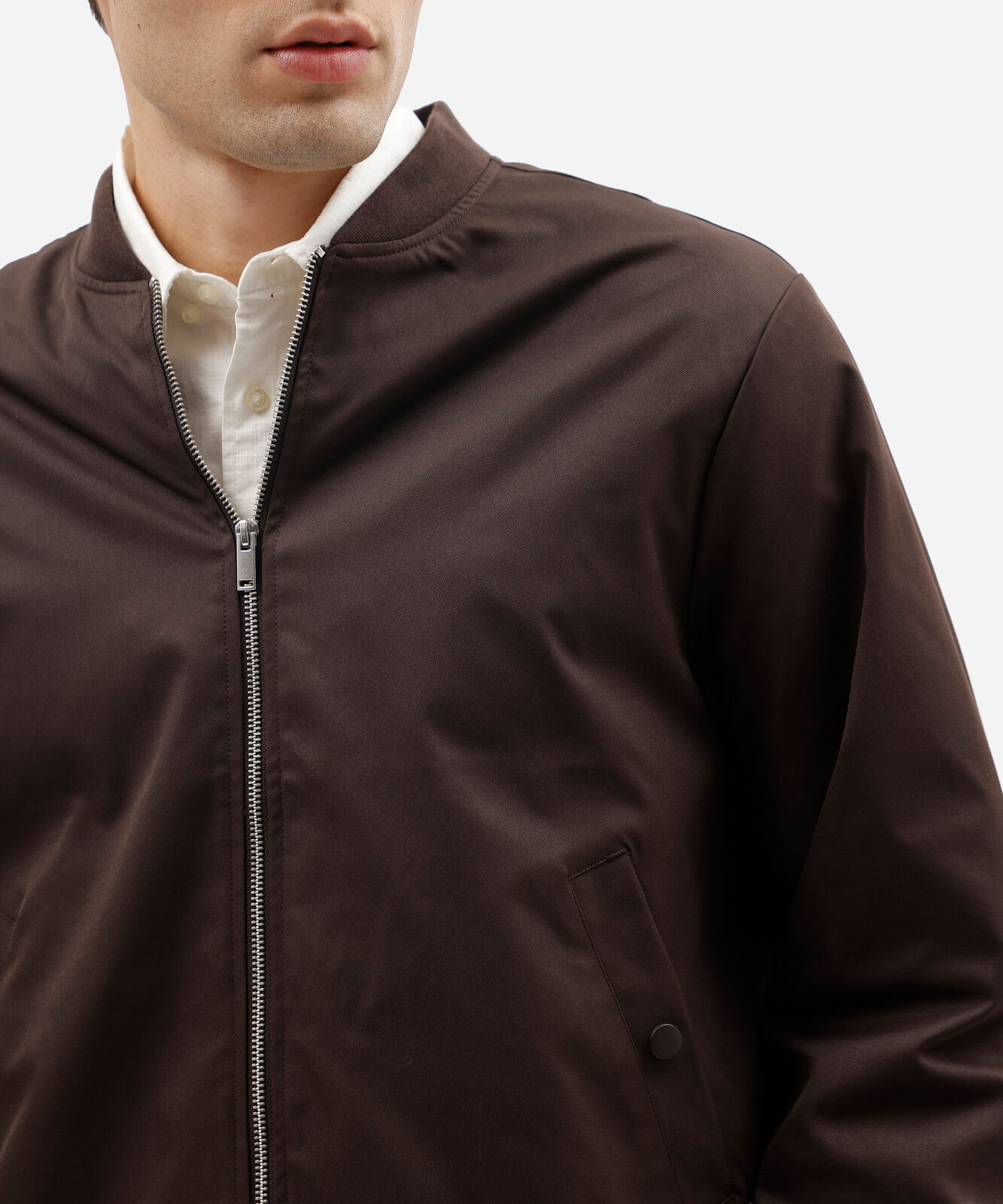 jaqueta bomber masculina com bolsos marrom