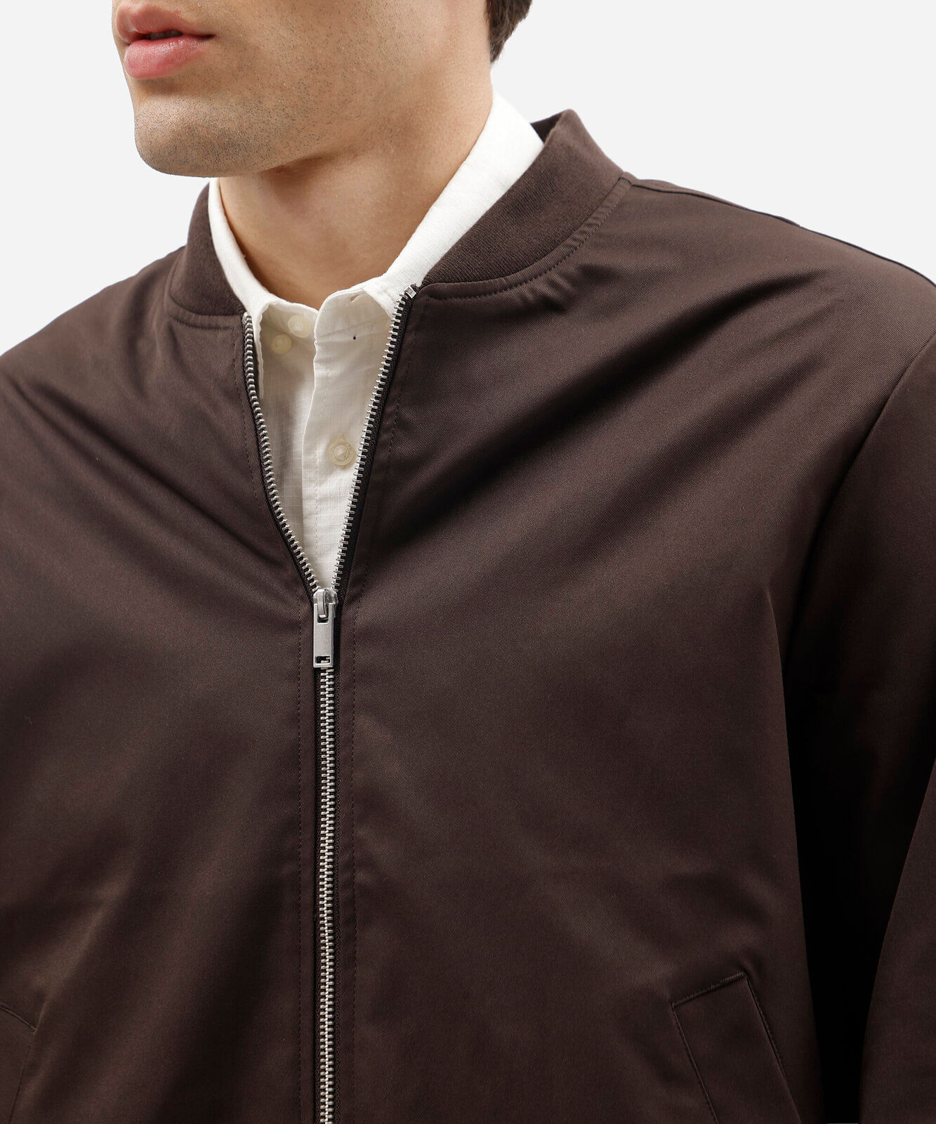 jaqueta bomber masculina com bolsos marrom