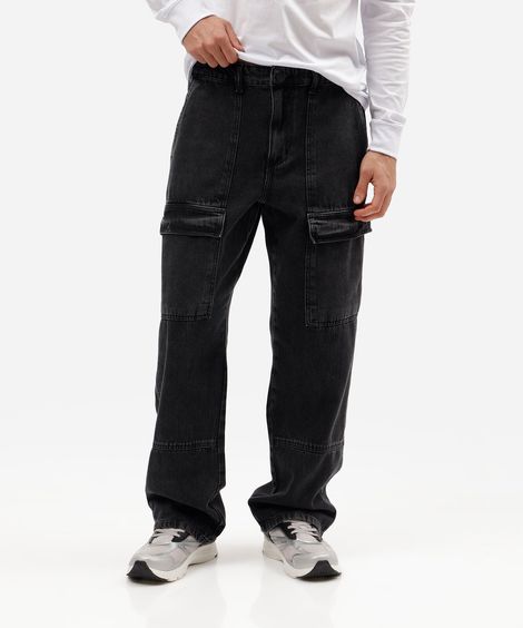 calça cargo masculina jeans preta