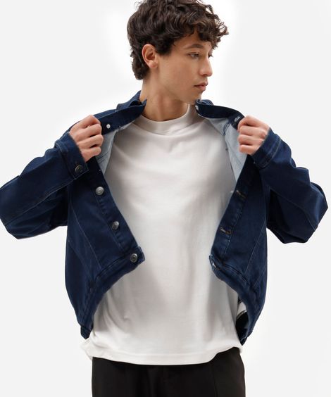 jaqueta masculina jeans azul