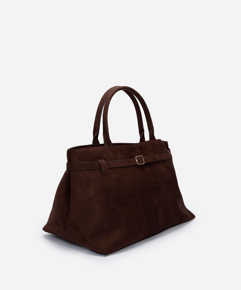 bolsa tote estruturada suede marrom