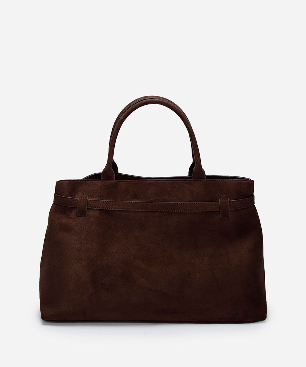 bolsa tote estruturada suede marrom