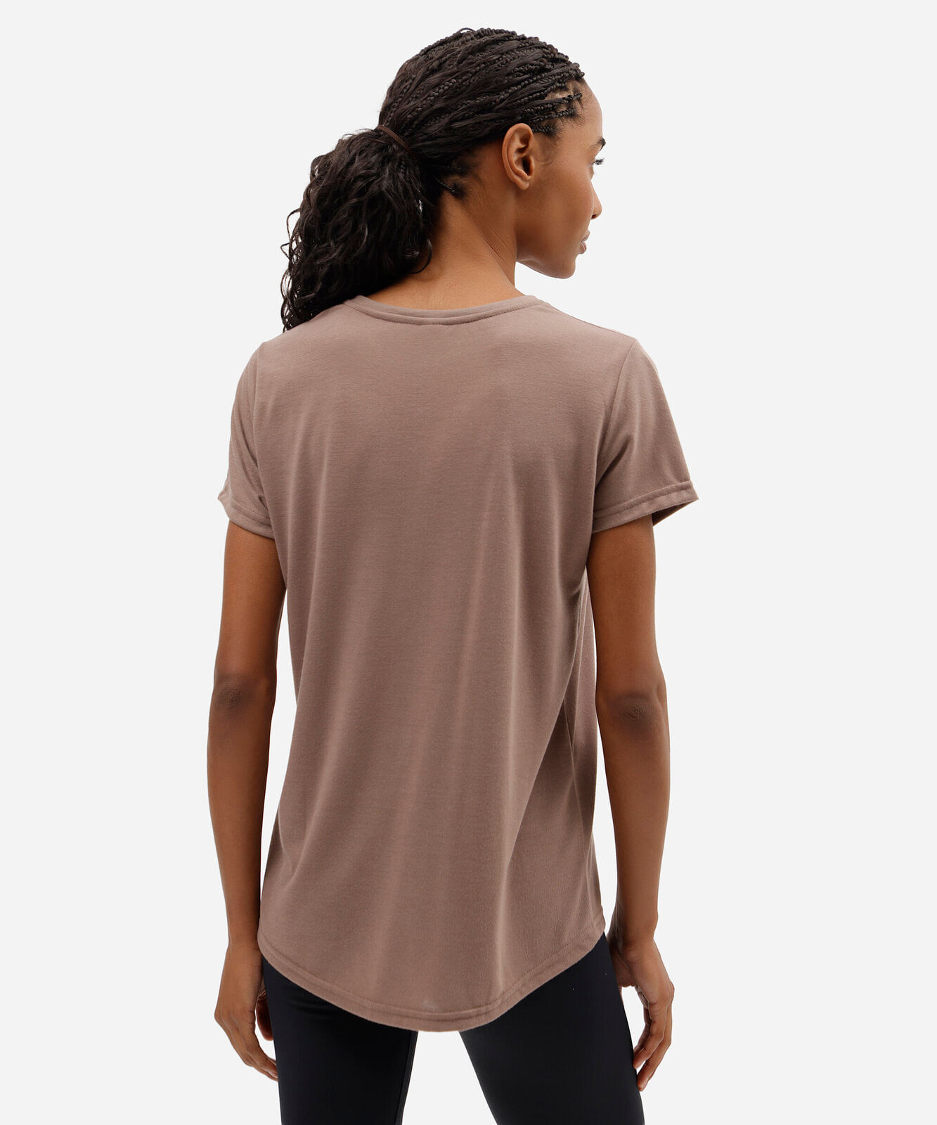 blusa esportiva feminina manga curta estampada marrom