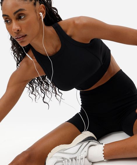 regata esportiva feminina halterneck cropped canelada preto