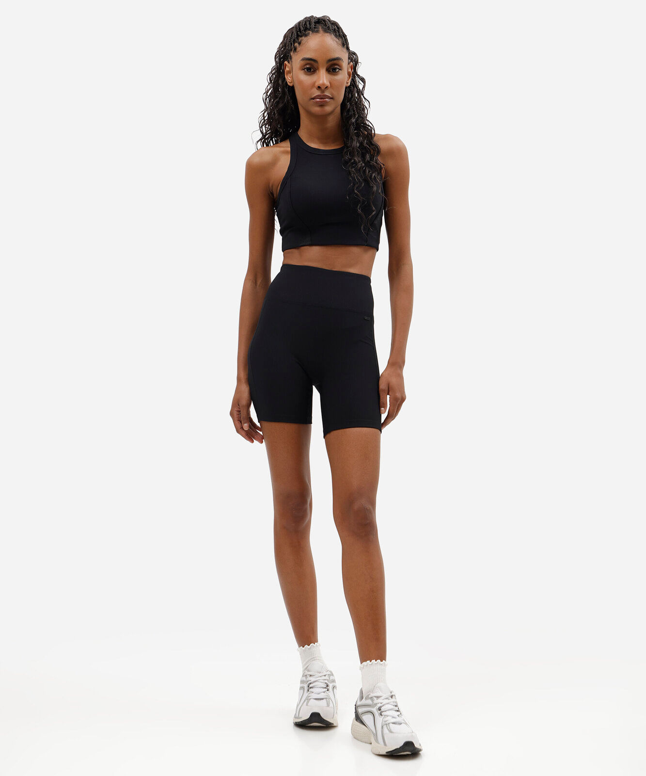 regata esportiva feminina halterneck cropped canelada preto