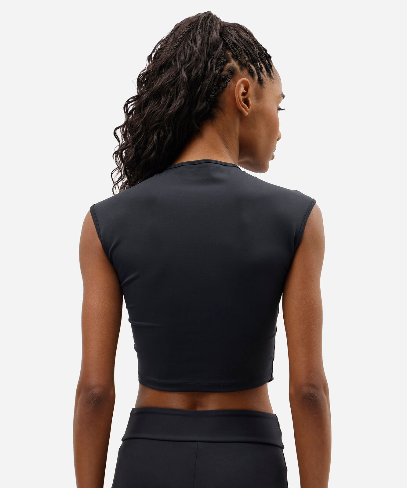 regata cropped esportiva feminina gola alta preta