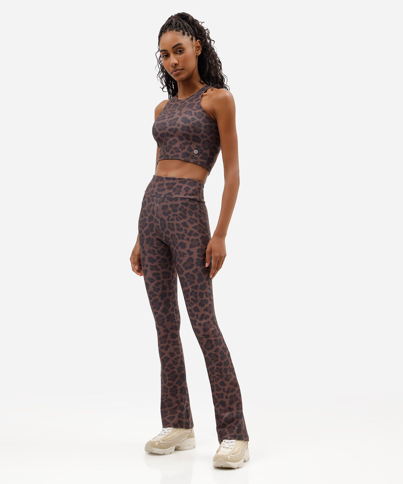top esportivo feminino animal print marrom
